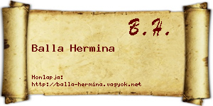 Balla Hermina névjegykártya